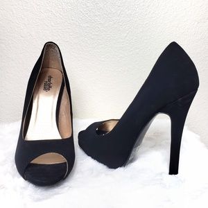 Black Peep-Toe High Heels